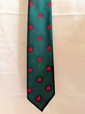 Vintage Wales Welsh Dragon Tie Made In England Green Red Necktie